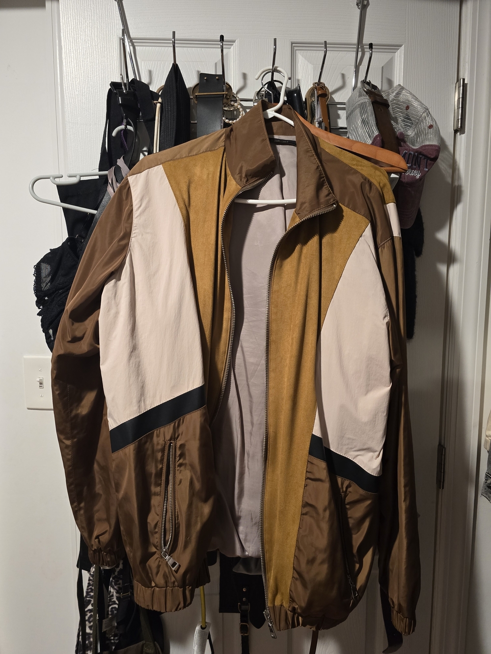 Zara Brown & Cream Colorblock Lightweight Jacket